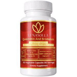 Venasolla Quercetin with Bromelain - 500 mg Quercetin (from Quercetin Dihydrate) + 100 mg Bromelain per Capsule - 60 Vegetable Capsules - Vegan, Non-GMO